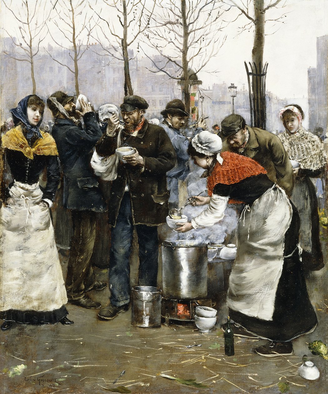 Polévka pro mše za zimního dne, Paříž, 1881 od Norbert Goeneutte