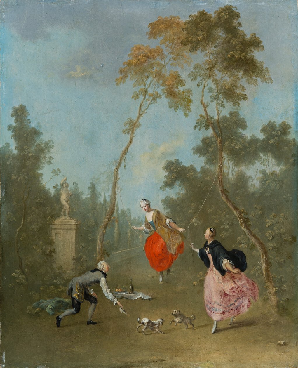 Lady on a Swing - Gallant Scene in the Park 1, c.1760 (olej na lipovém dřevě) od Norbert Joseph Carl Grund
