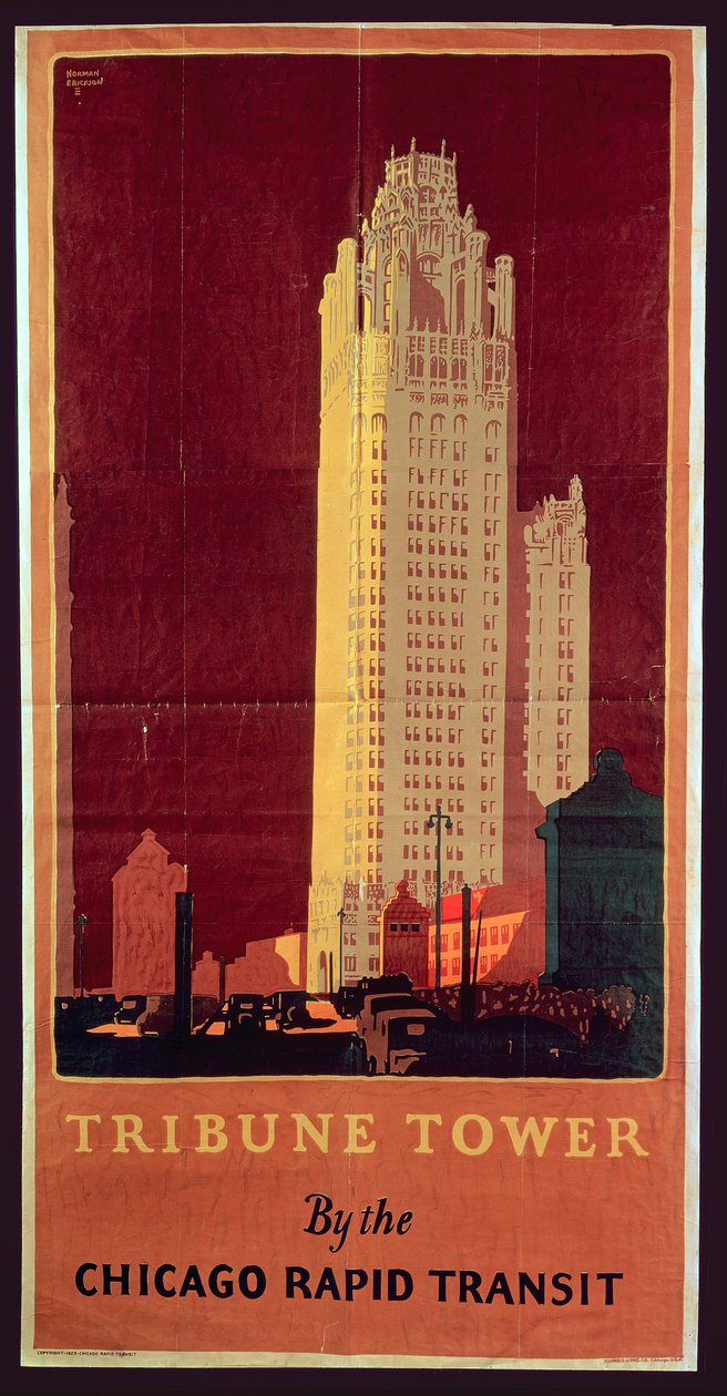 Tribune Tower, vydala Chicago Rapid Transit Company, USA, 1925 od Norman Erickson