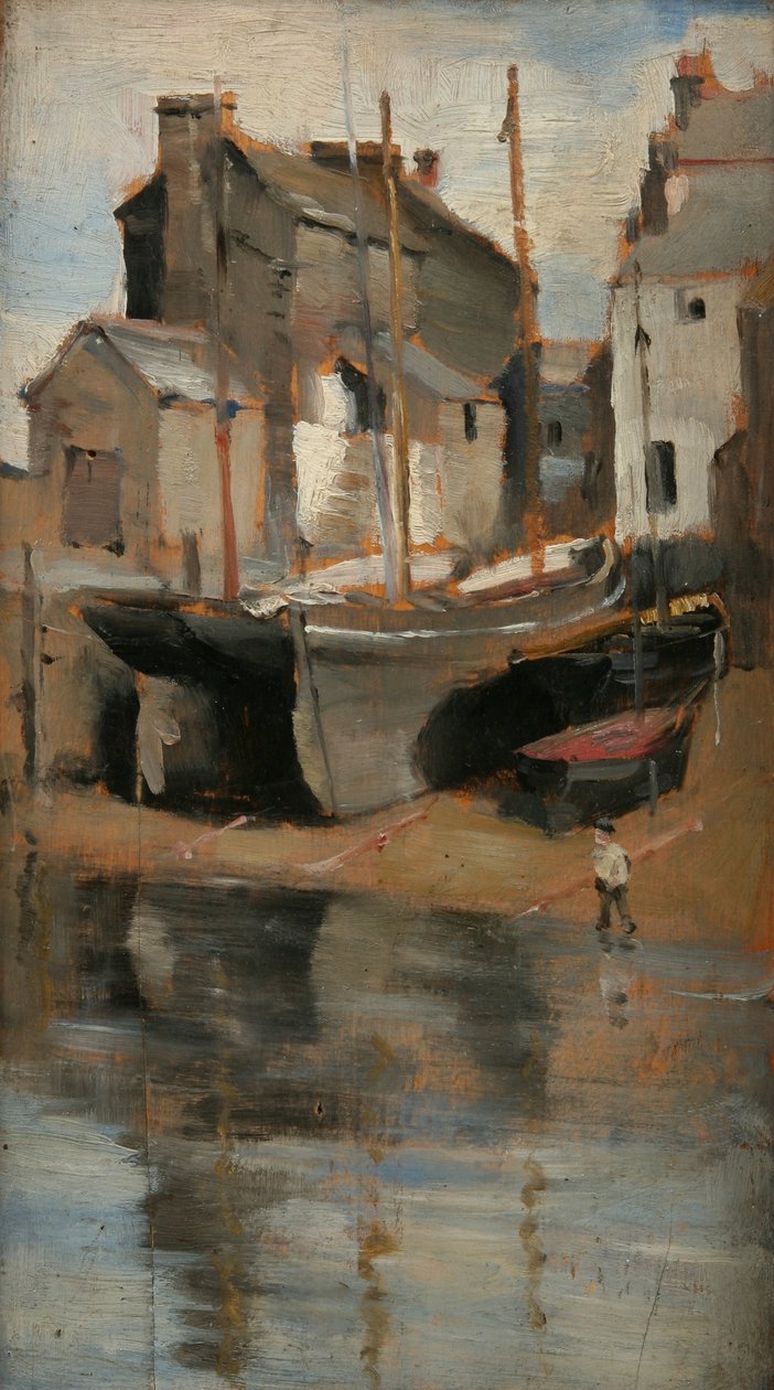 Lodě a chaty od Norman Garstin