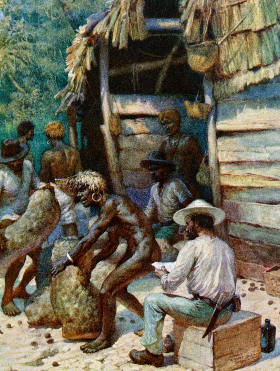 Obchodník z Jižního moře a jeho pytle se slonovinovými ořechy, 1908 od Norman Hardy