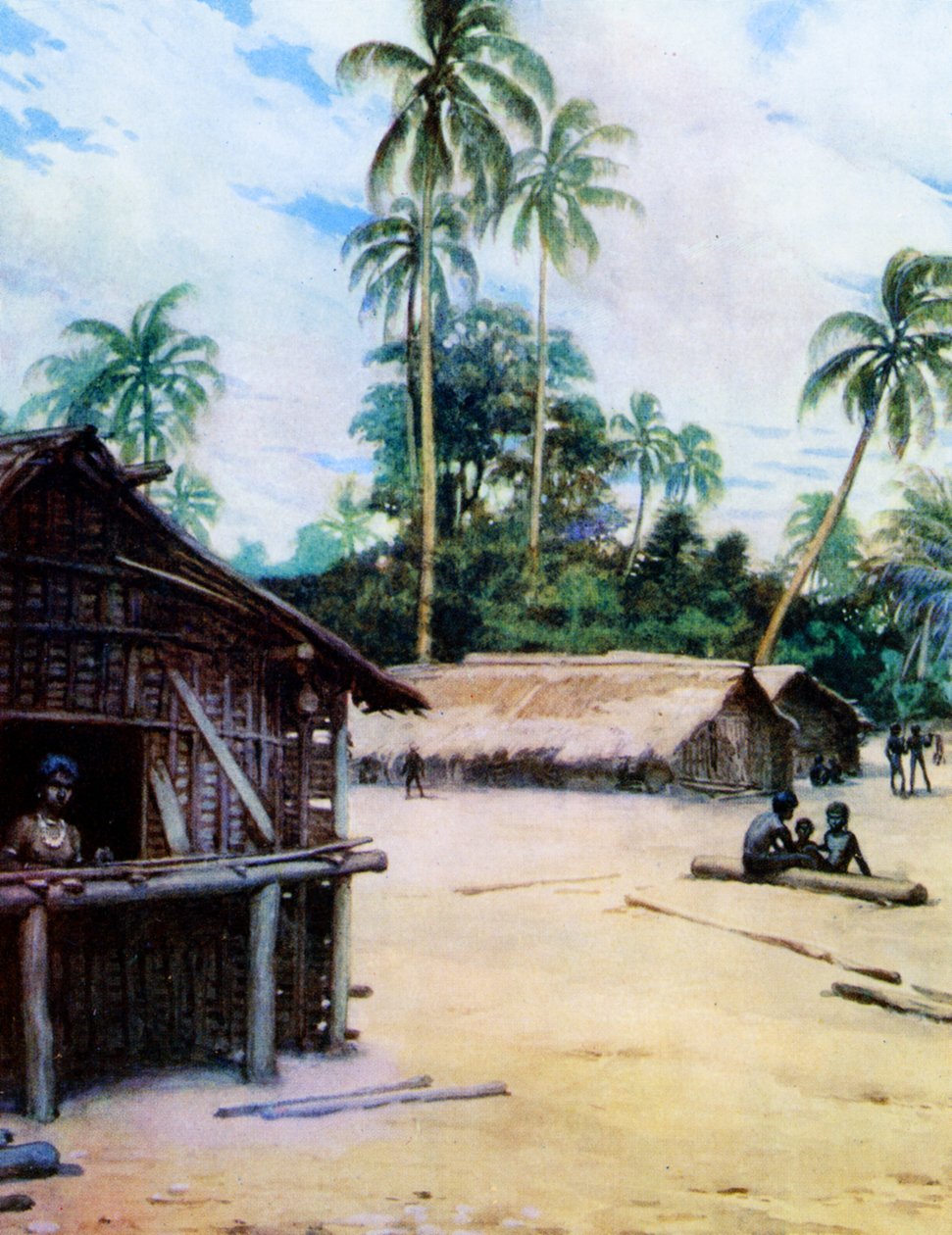 Vesnice na Šalamounových ostrovech, 1908 od Norman Hardy
