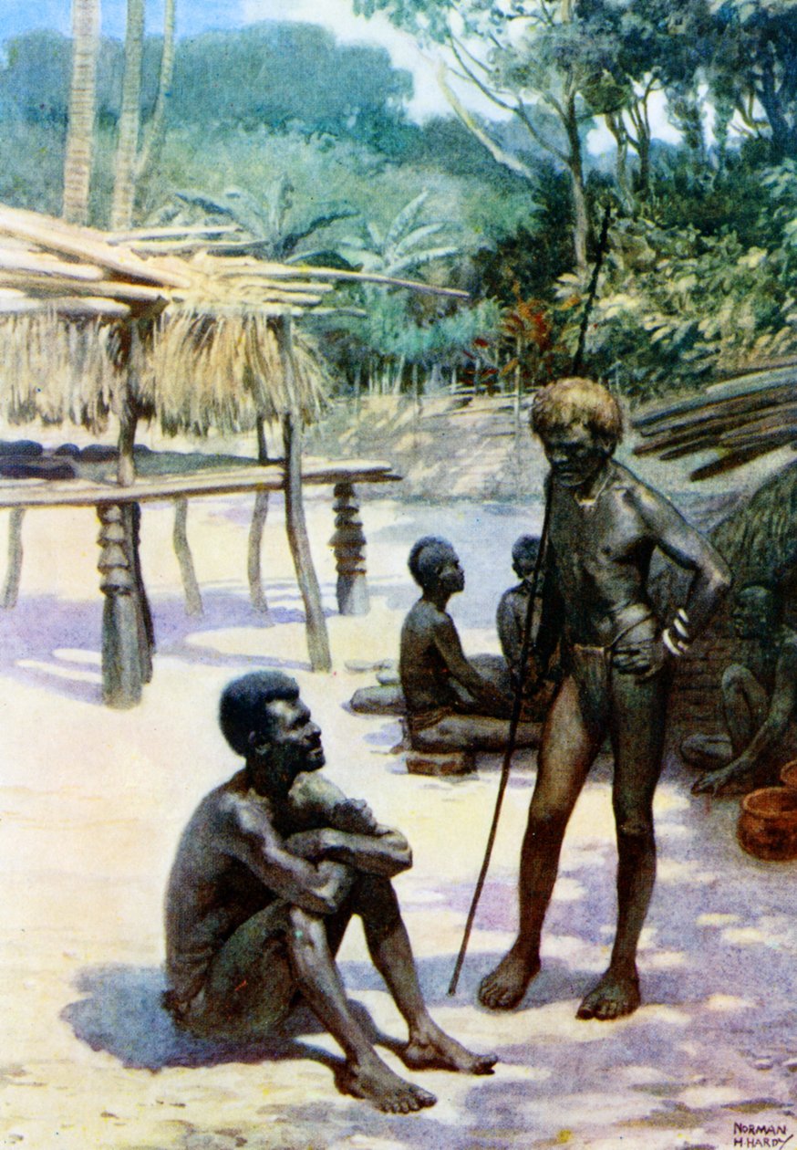 „Přístřešek Yam a domorodci“, Espiritu Santo, Nové Hebridy, 1908 od Norman Hardy