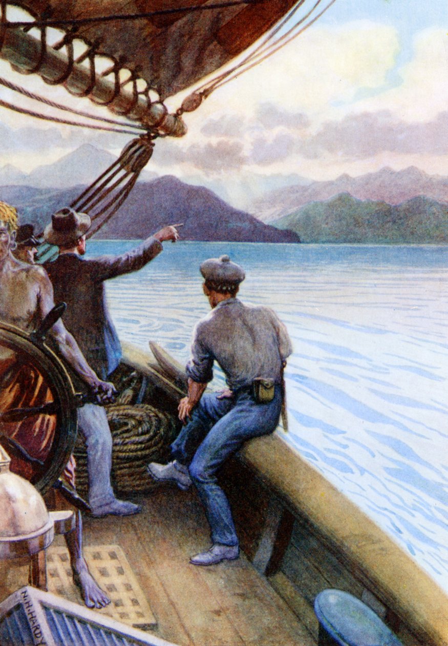 "Plavba mezi ostrovy Jižního moře, ostrov Norfolk na dohled", 1908 od Norman Hardy