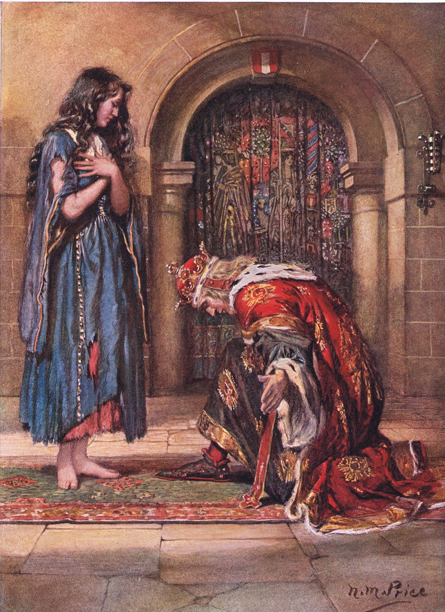 Bosá přišla žebrácká služka před králem Kophetuou, ilustrace z 