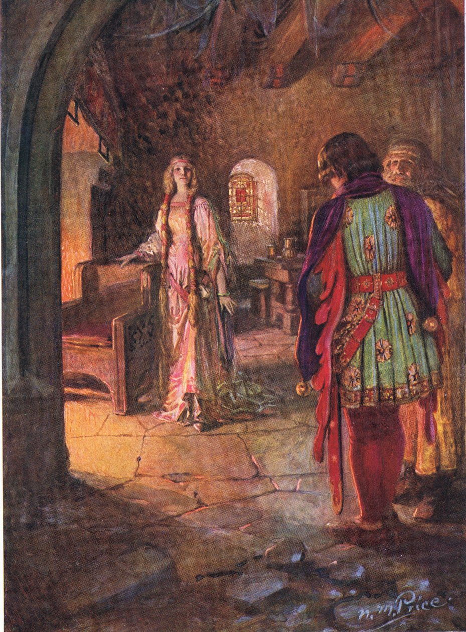 Geraint nikdy neviděl tak krásnou a milou dámu, ilustrace z „The Children