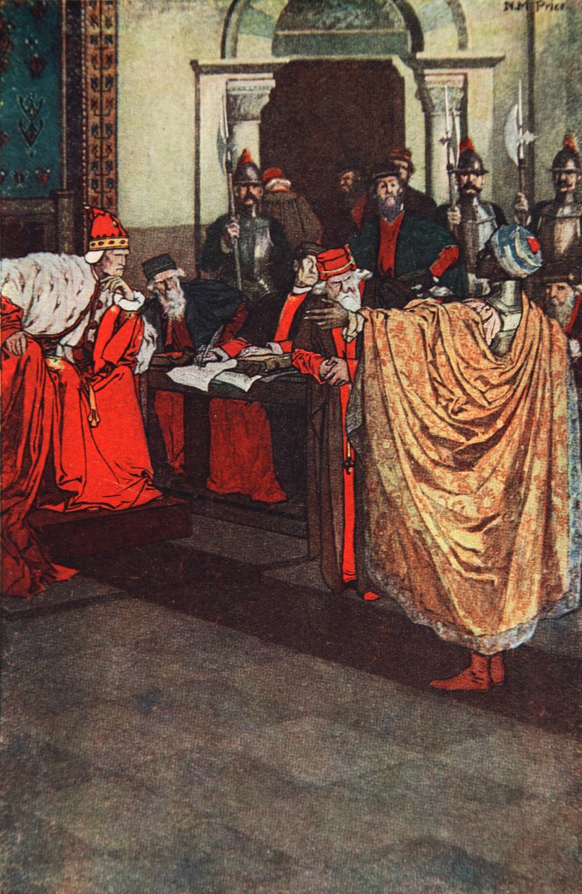 „Milovala mě pro nebezpečí, která pominula“, Othello, dějství 3, scéna 3, ilustrace z „Příběhů od Shakespeara“ od Charlese a Mary Lambových od Norman Mills (after) Price