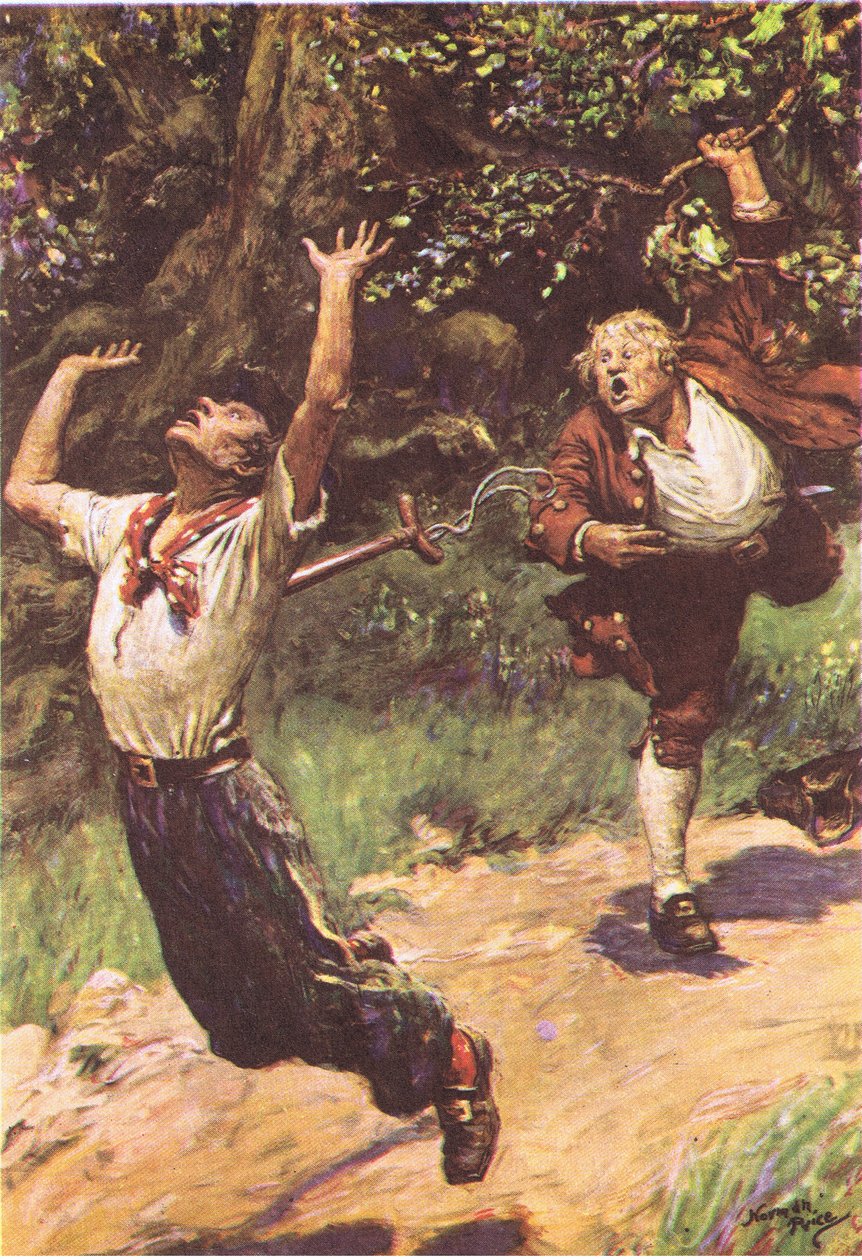 Především to zasáhlo chudáka Toma, z Ostrova pokladů vydané nakladatelstvím MacDonald 1947 (barevné lito) od Norman Mills Price