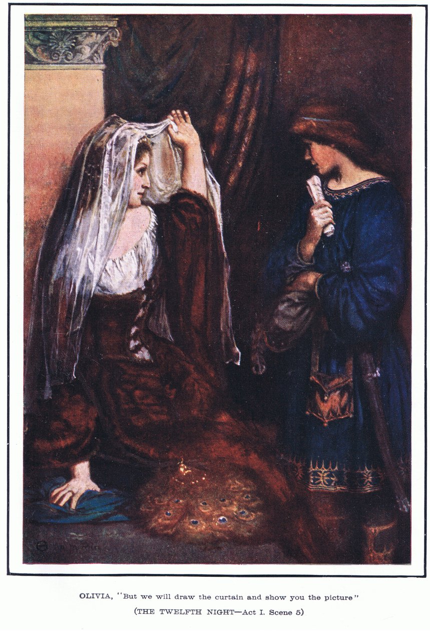 Olivia: "Ale my zatáhneme závěs a ukážeme ti obrázek" (The Twelfth Night) od Norman Mills Price