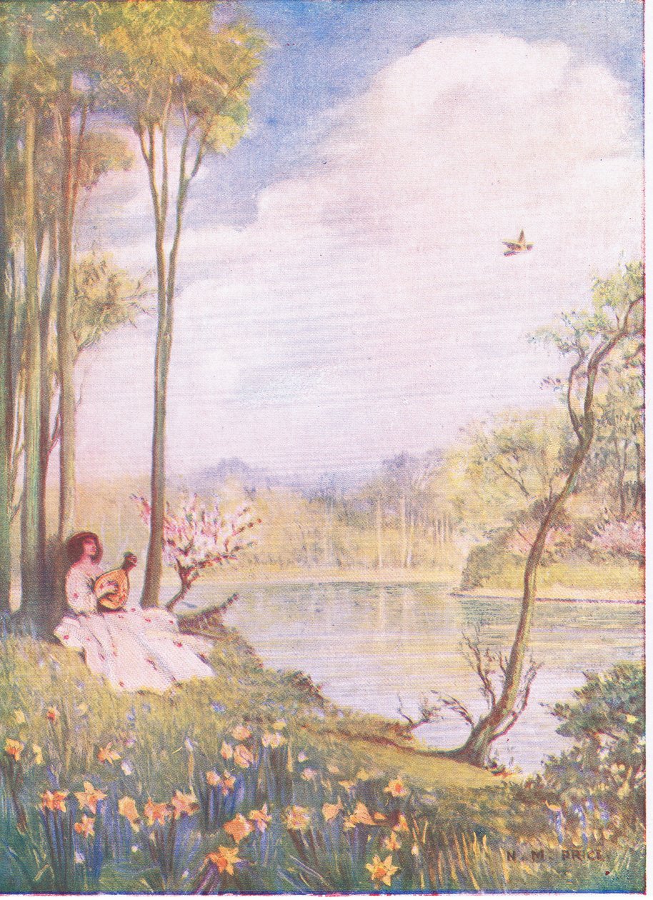 Spring Song: „Myslet na to znamená být šťastný s Nevinností čisté radosti (barva litho) od Norman Mills Price