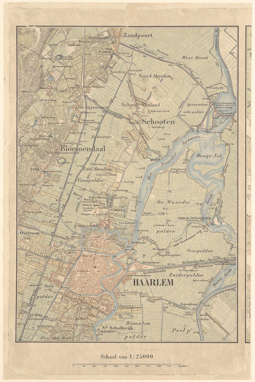 Mapa Haarlemu a okolí od North Holland Archives