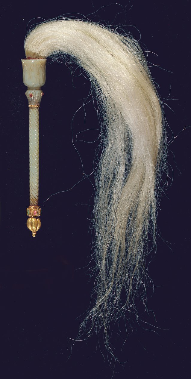Mughalská vyřezávaná nefritová muška (nefrit, červené kamenné zlato a koňské žíně), cca 1775-79 od North Indian School