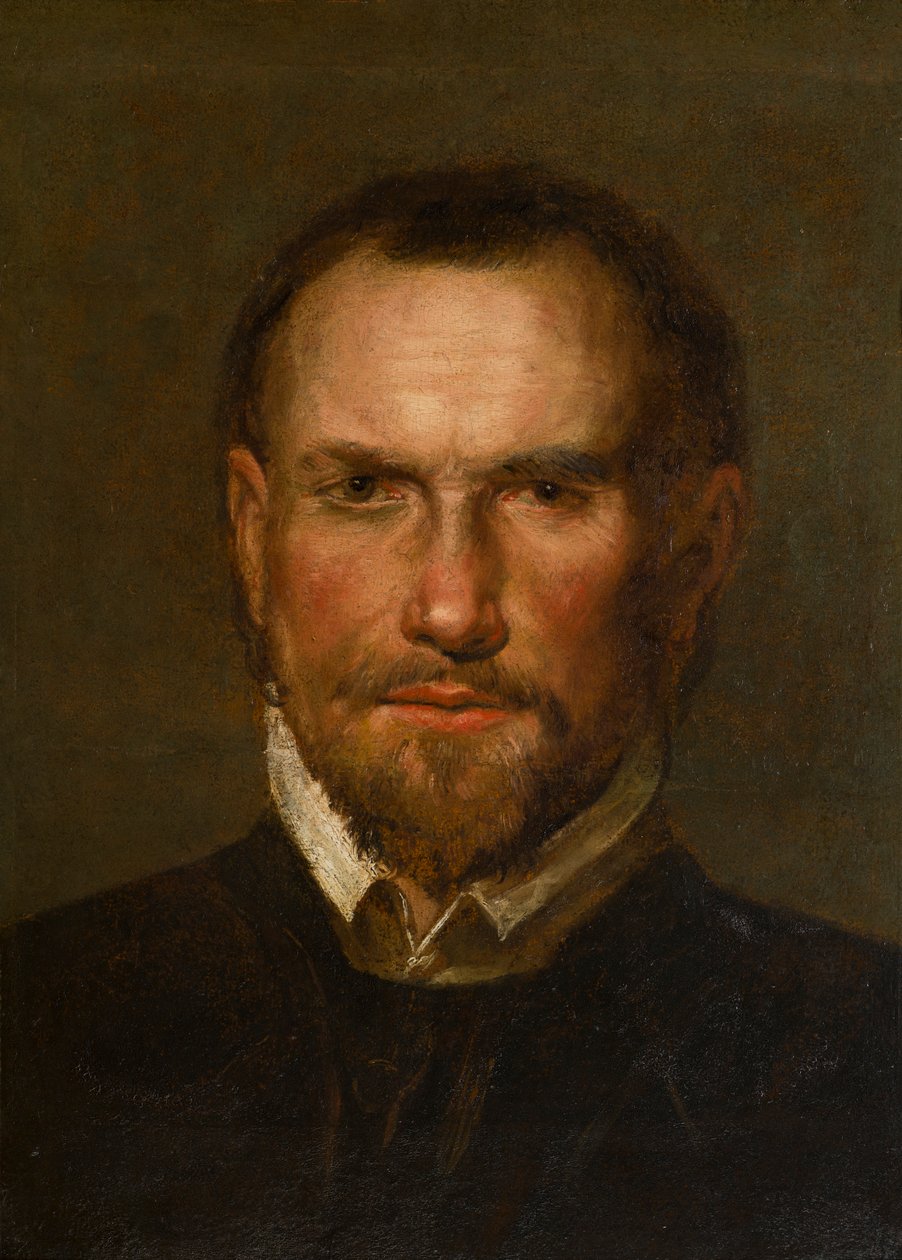 Portrét neznámého vousatého muže, cca 1501-99 (olej a papír položený na panelu) od Northern Italian School