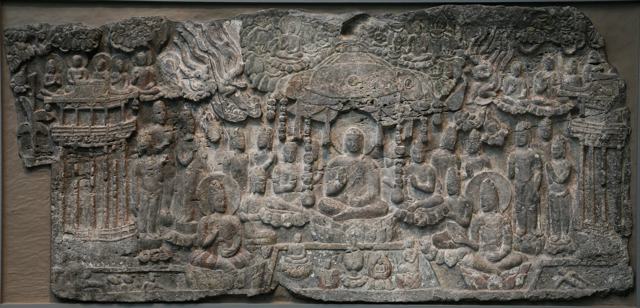 Western Paradise, Handan, provincie Hebei, 550-577 (vápenec se stopami pigmentu) od Northern Qi Dynasty Chinese Scool