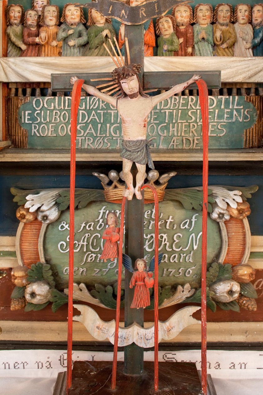 Kristus na kříži, detail oltářního obrazu (malované dřevo) od Norwegian School