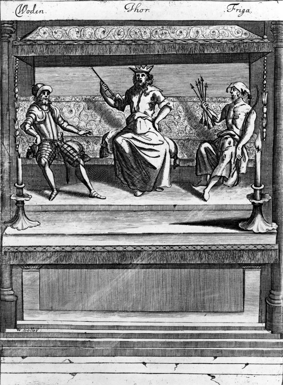 Woden, Thor a Friga, 1670-1680 od Norwegian School
