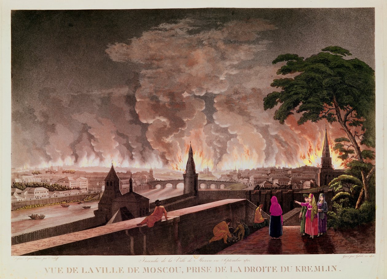Požár v Moskvě, září 1812. vyryl Gibele, 1816 od Notoff