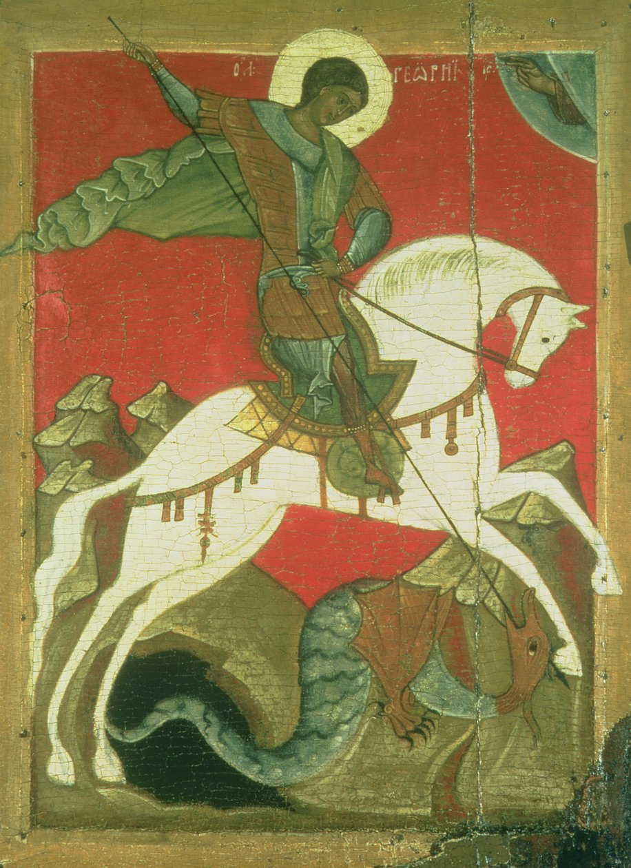 Ikona svatého Jiří a draka (tempera na panelu) od Novgorod School