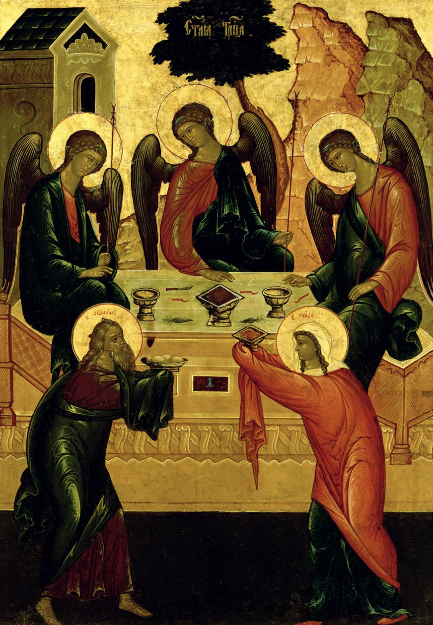 Nejsvětější Trojice, Novgorodská škola, 15. století (tempera na plátně) od Novgorod School