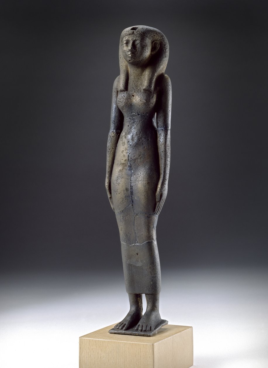 Postava bohyně Isis, období Napatan, cca 900-300 př. n. l. (dutý bronz, dřevěný podstavec) od Nubian