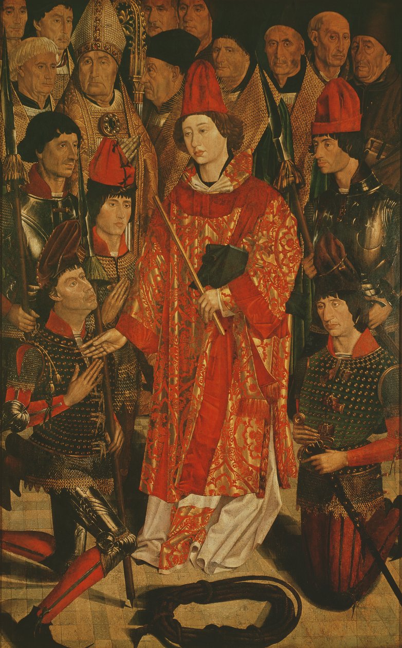 Svatý Vincenc ze Zaragozy († 304), ochránce Lisabonu, z oltářního obrazu sv. Vincence, kolem roku 1495 od Nuno Goncalves or Gonzalvez