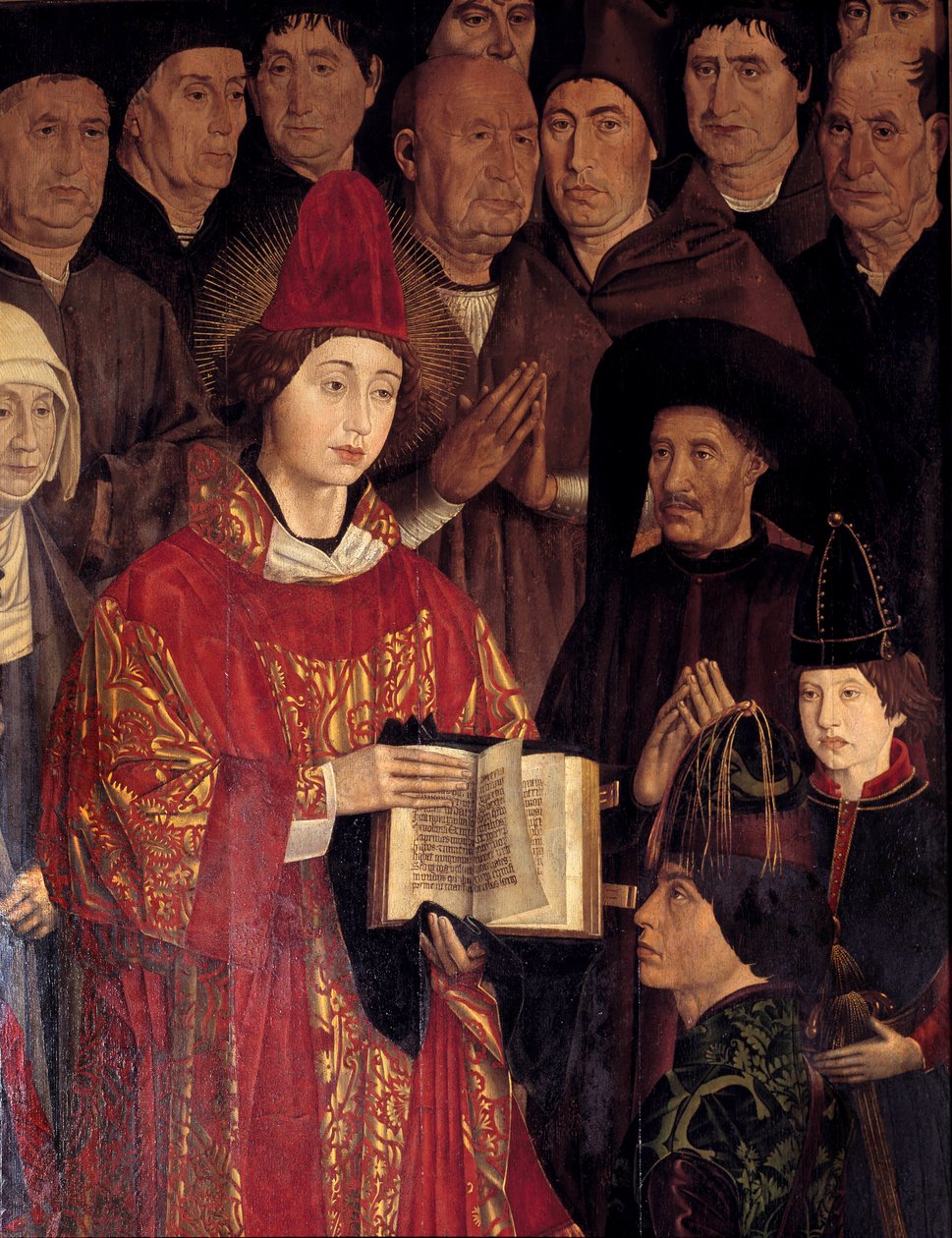 Polyptych svatého Vincenta (Paineis de Sao Vicente de Fora). Portrét svatého Vincenta a Henriho Le Navigateura (1394-1460), prince z Portugalska. Obraz od Nuno Goncalvese, portugalského malíře 15. století. Národní muzeum starověkého umění, Lisabon. od Nuno Goncalves or Gonzalvez
