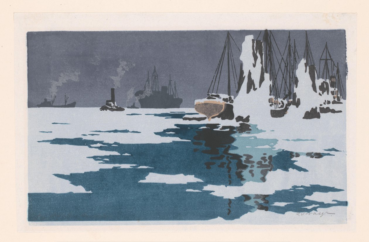 Pohled na Bremerhaven od O. Droegl (signed by artist)
