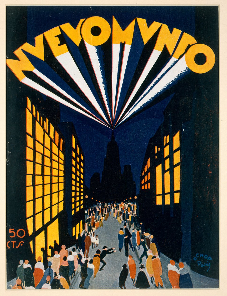 Nový svět, plakátová reklama na místě ve stylu Radio City v Paříži, kolem roku 1928 od Ochoa