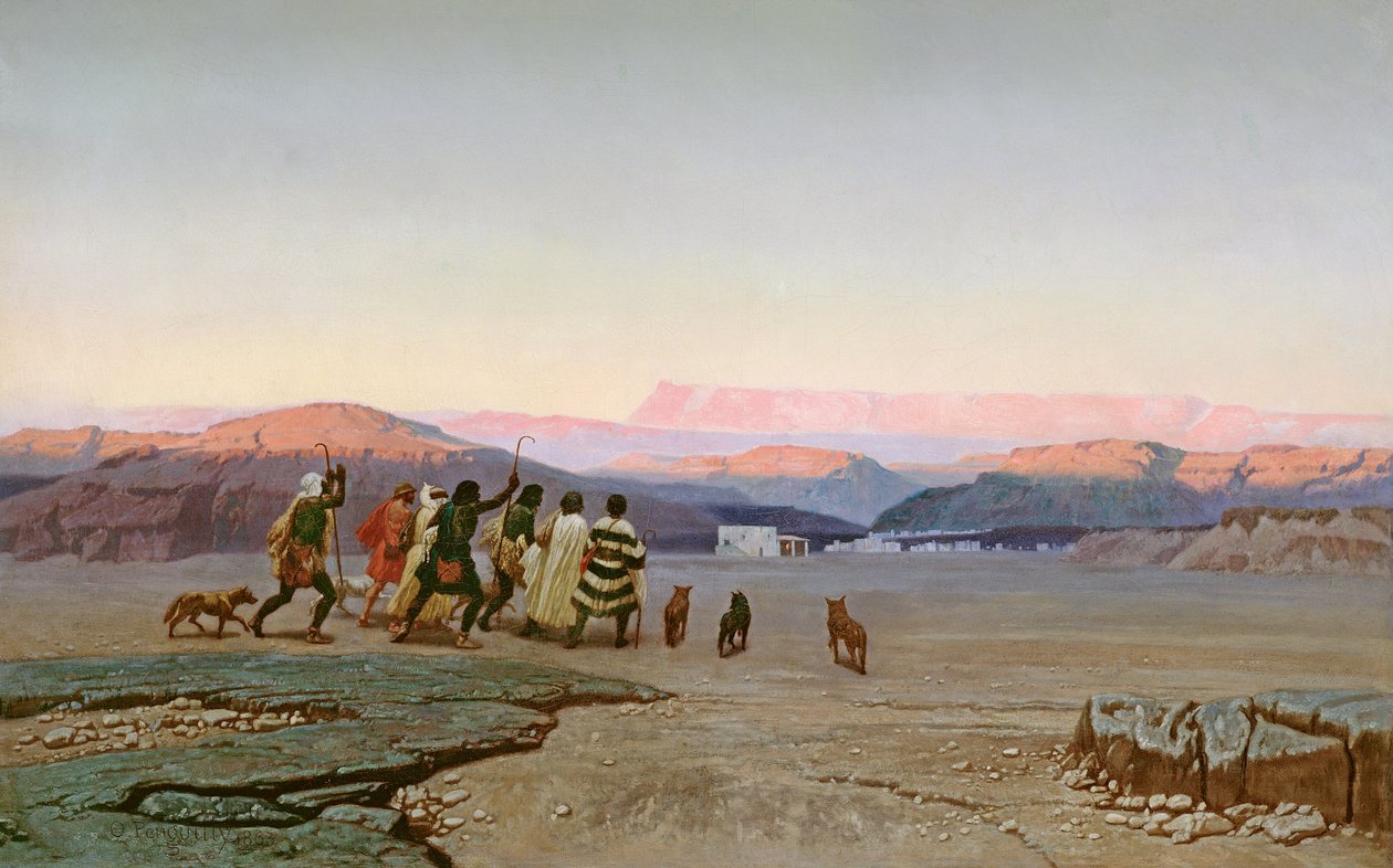 Pastýři, vedeni hvězdou, přijíždějící do Betléma, 1863 od Octave Penguilly l