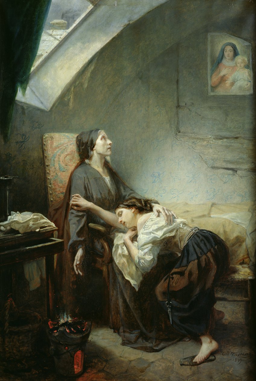 Chudobou zasažená rodina aneb sebevražda, 1849 od Octave Tassaert