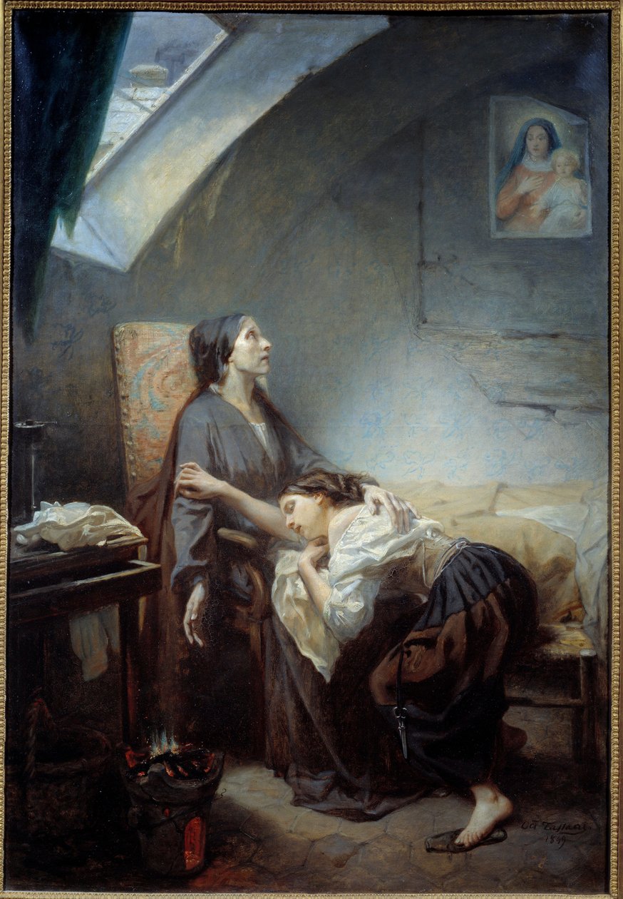 Nešťastná rodina. Obraz od Octave Tassaerta (1800-1874) 1849 Ne. 1,15x0,76 m Paříž, musee d