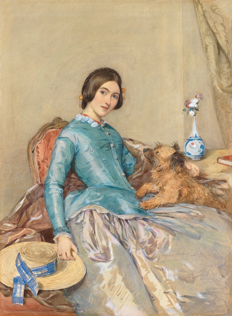 Portrét Jane, hraběnky z Aylesford, 1849 (Wc zvýšené bílou) od Octavius Oakley