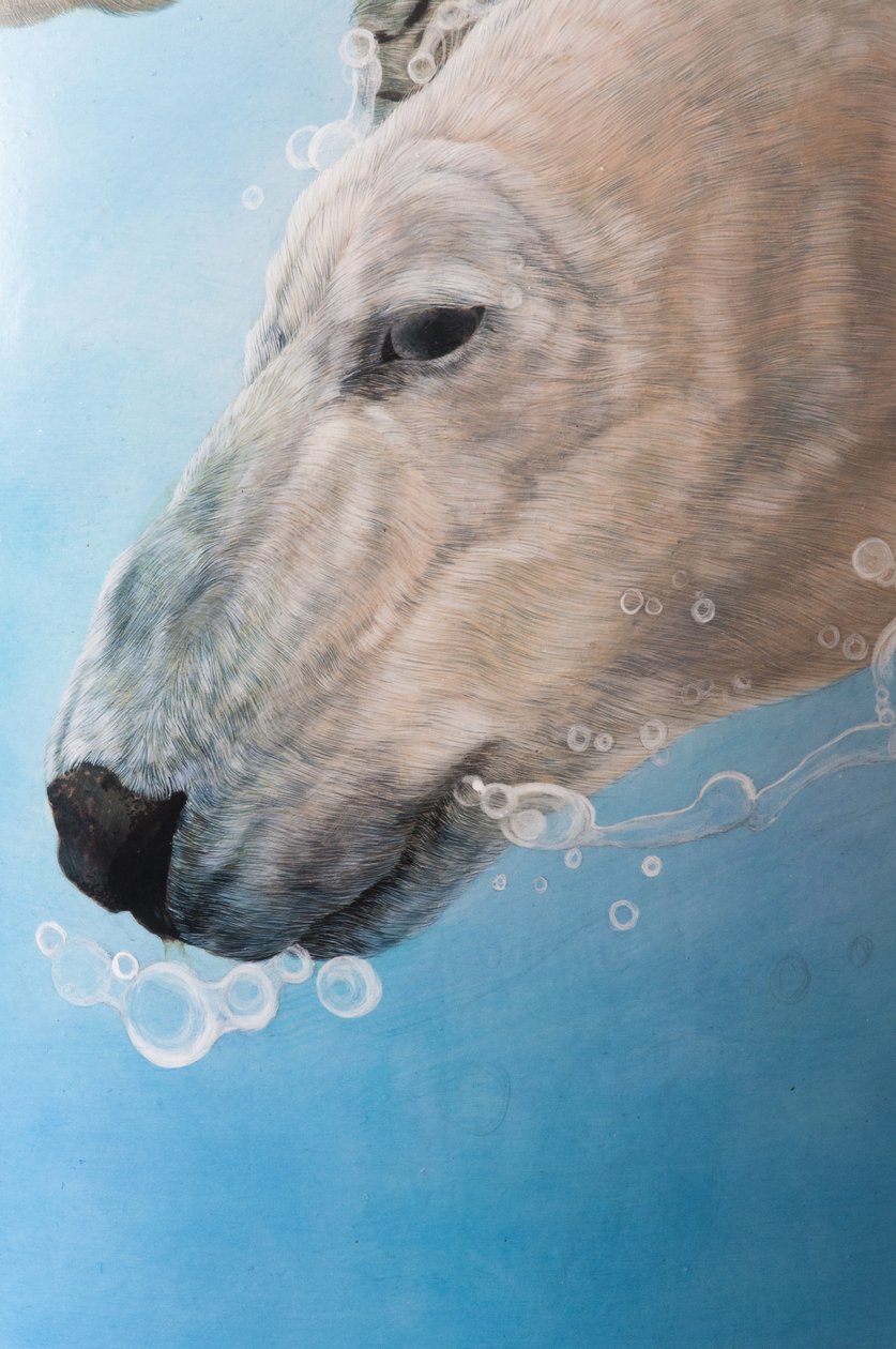 Balet ledního medvěda, detail, 2012 (akryl na skleněném vejci) od Odile Kidd