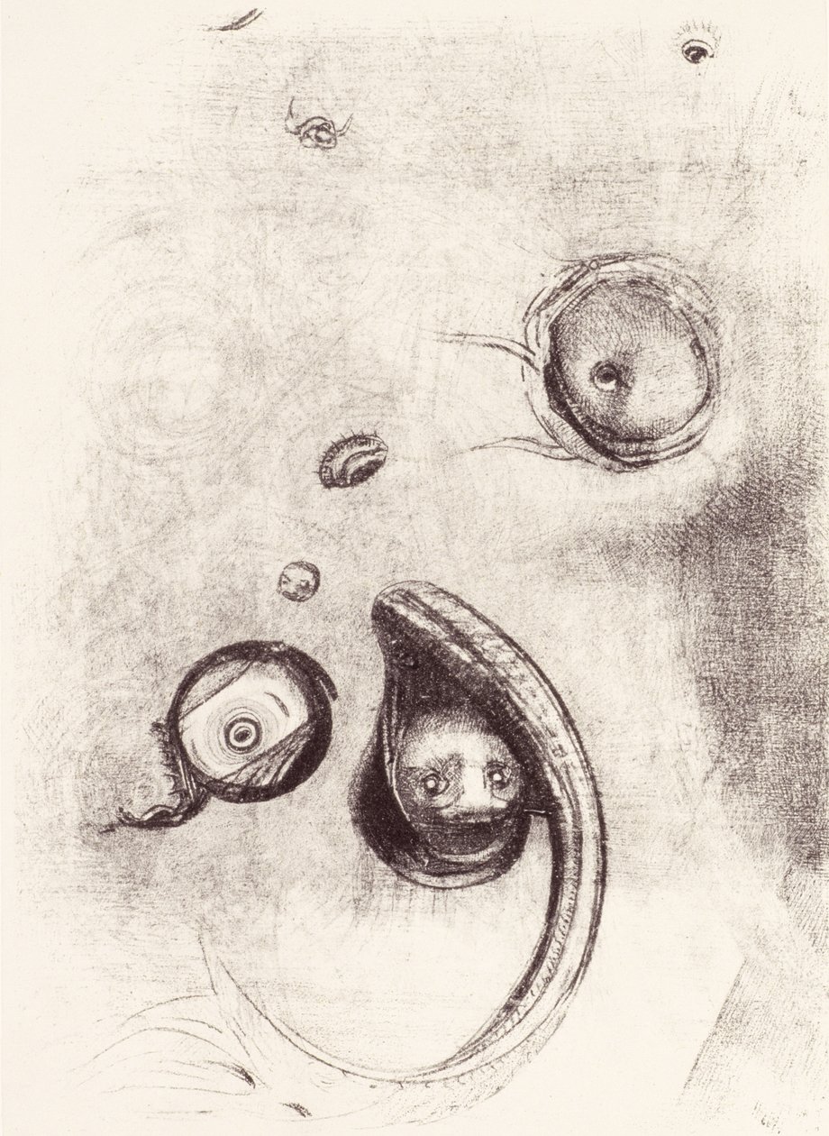 A některé oči bez hlavy plovoucí jako měkkýši z La Tentation de Saint-Antoine (Plat XIII) 1896 od Odilon Redon
