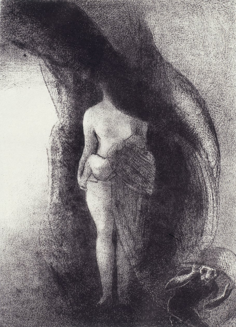 Pořád jsem ta skvělá Isis! Můj závoj ještě nikdo nezvedl! Můj potomek je slunce! pro La Tentation de Saint-Antoine, Deska XVI, n.d. od Odilon Redon
