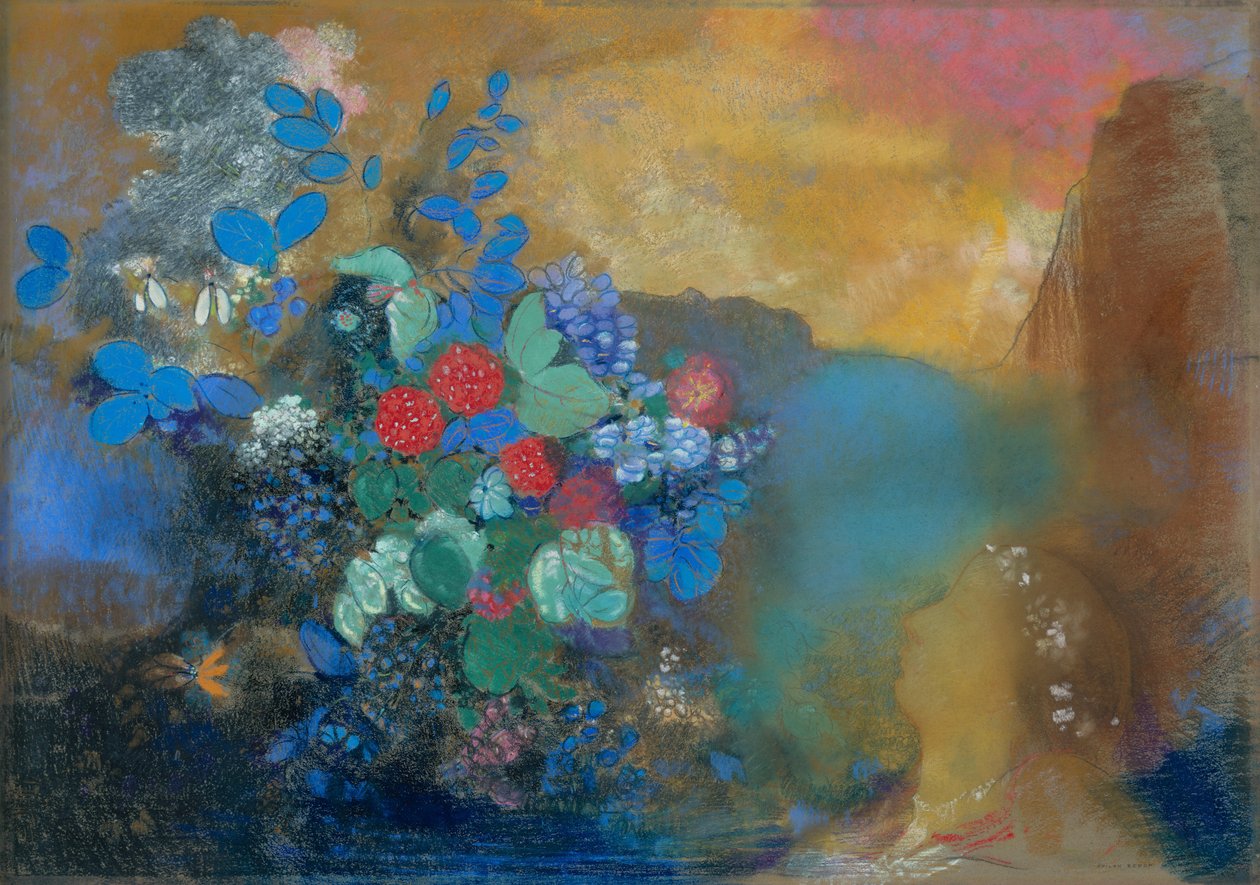 Ofélie mezi květinami od Odilon Redon