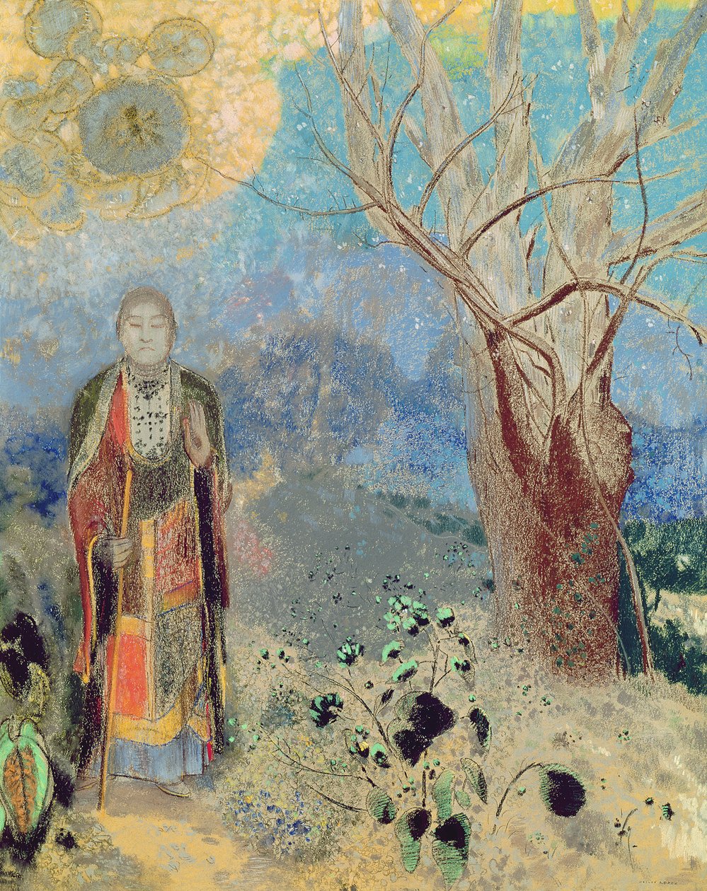 Buddha, kolem roku 1905 (pastel na papíře) od Odilon Redon
