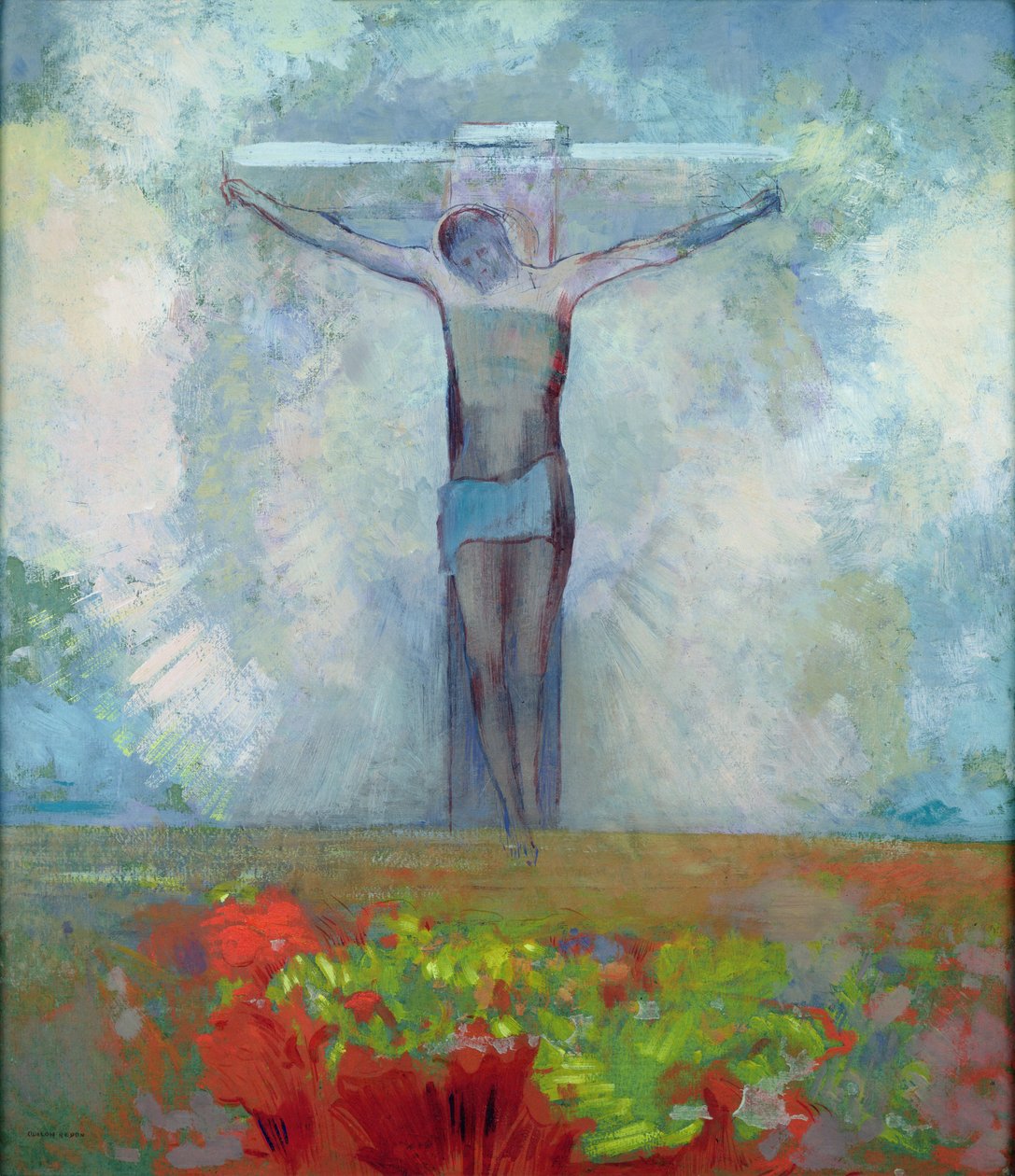 Ukřižování, kolem roku 1910 (olej na kartě) od Odilon Redon