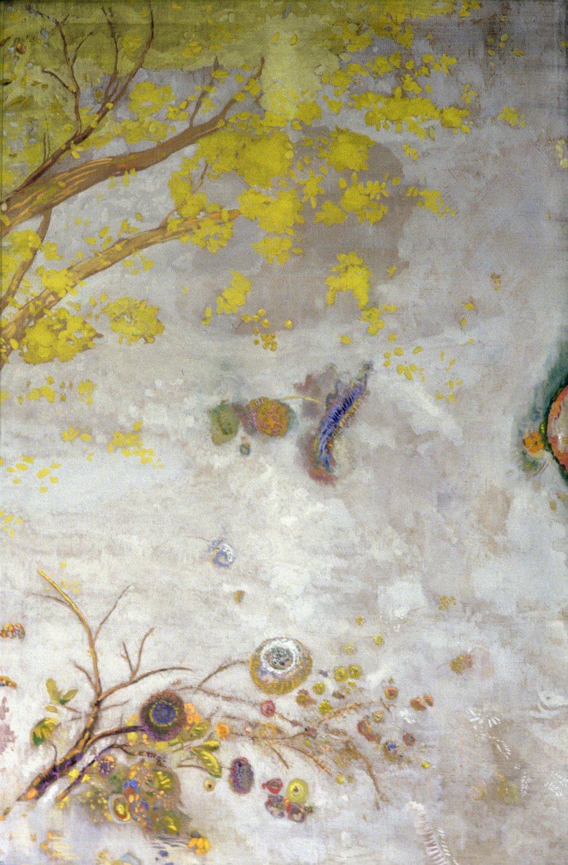 Žlutá kvetoucí větev, část obrazovky, 1901 od Odilon Redon