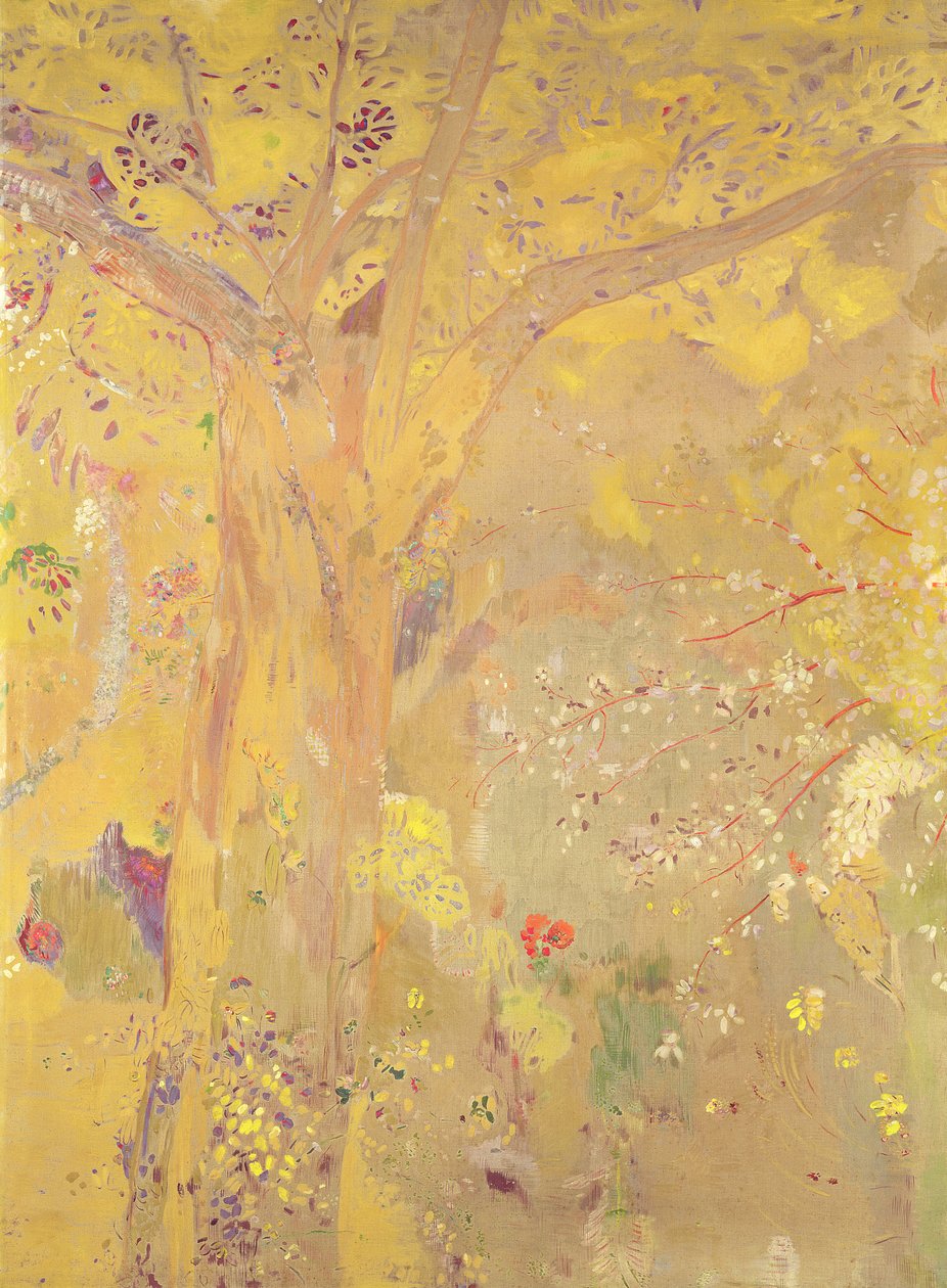 Yellow Tree (decorative panel for the Domecy residence), 1900-01 (oil, tempera und pastel on canvas) od Odilon Redon