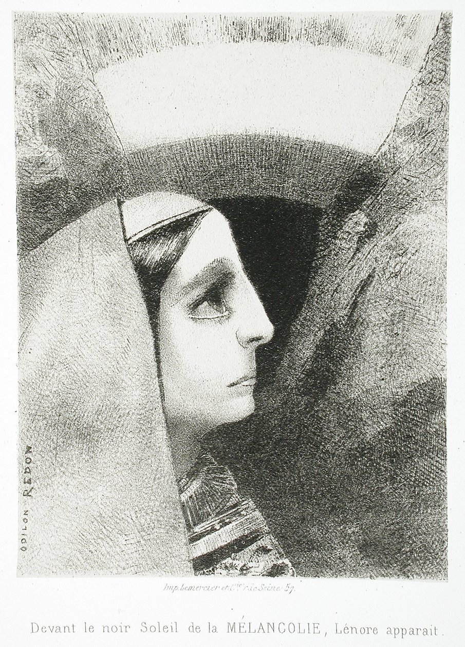 Edgaru Poeovi (Před černým sluncem Melancholie se zjevuje Lenora) od Odilon Redon