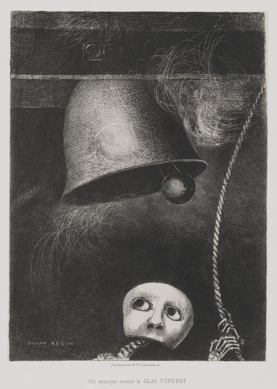 Edgaru Poeovi (Maska zvoní pohřební zvon) [To Edgar Poe (A Mask Sounds the Death Knell)] od Odilon Redon