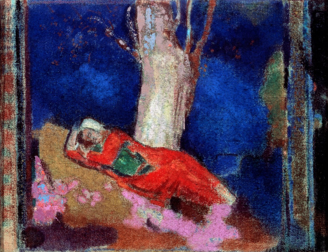 Žena ležící pod stromem, 19. nebo začátek 20. století. od Odilon Redon