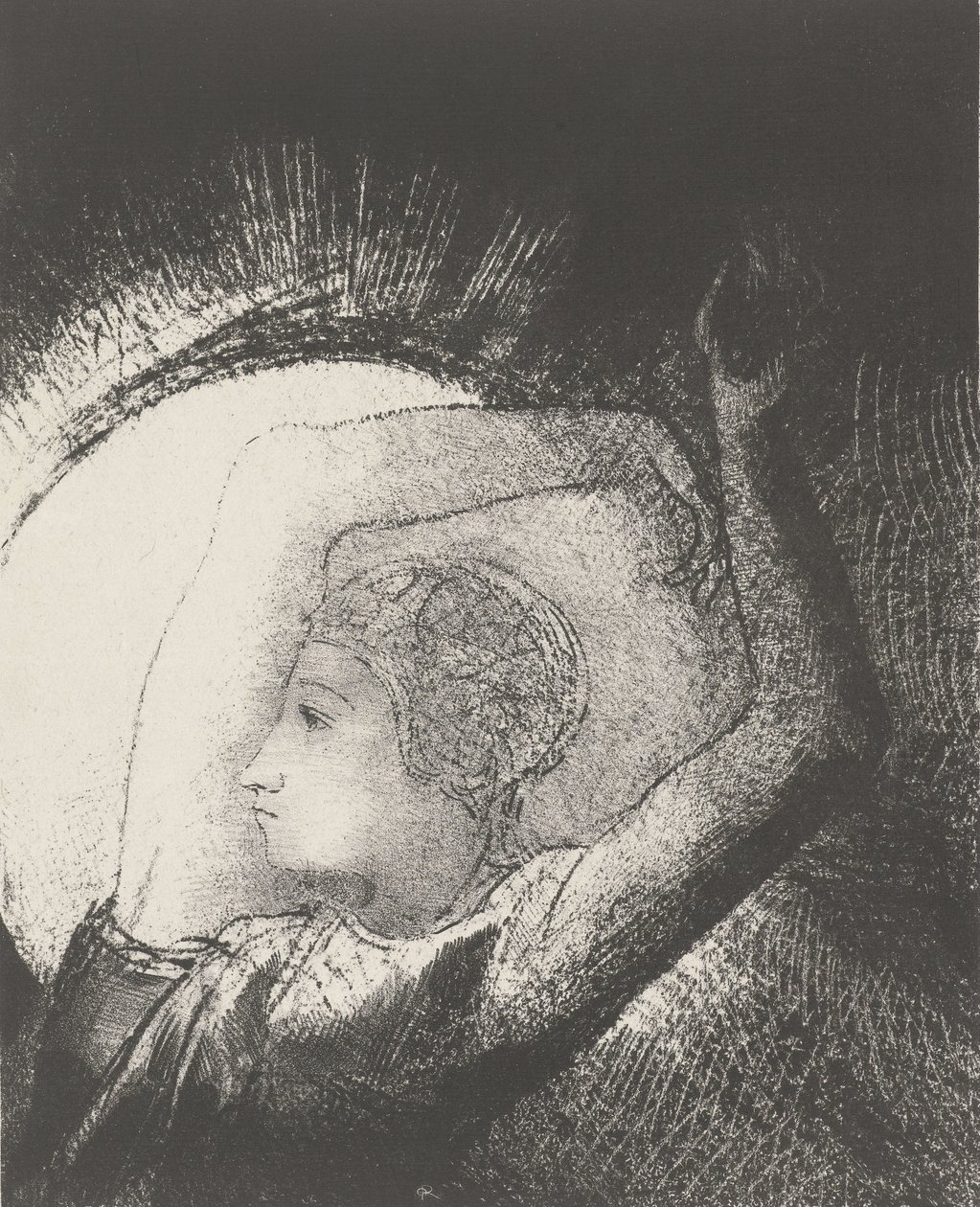 Žena oděná sluncem, 1899 (tisk) od Odilon Redon