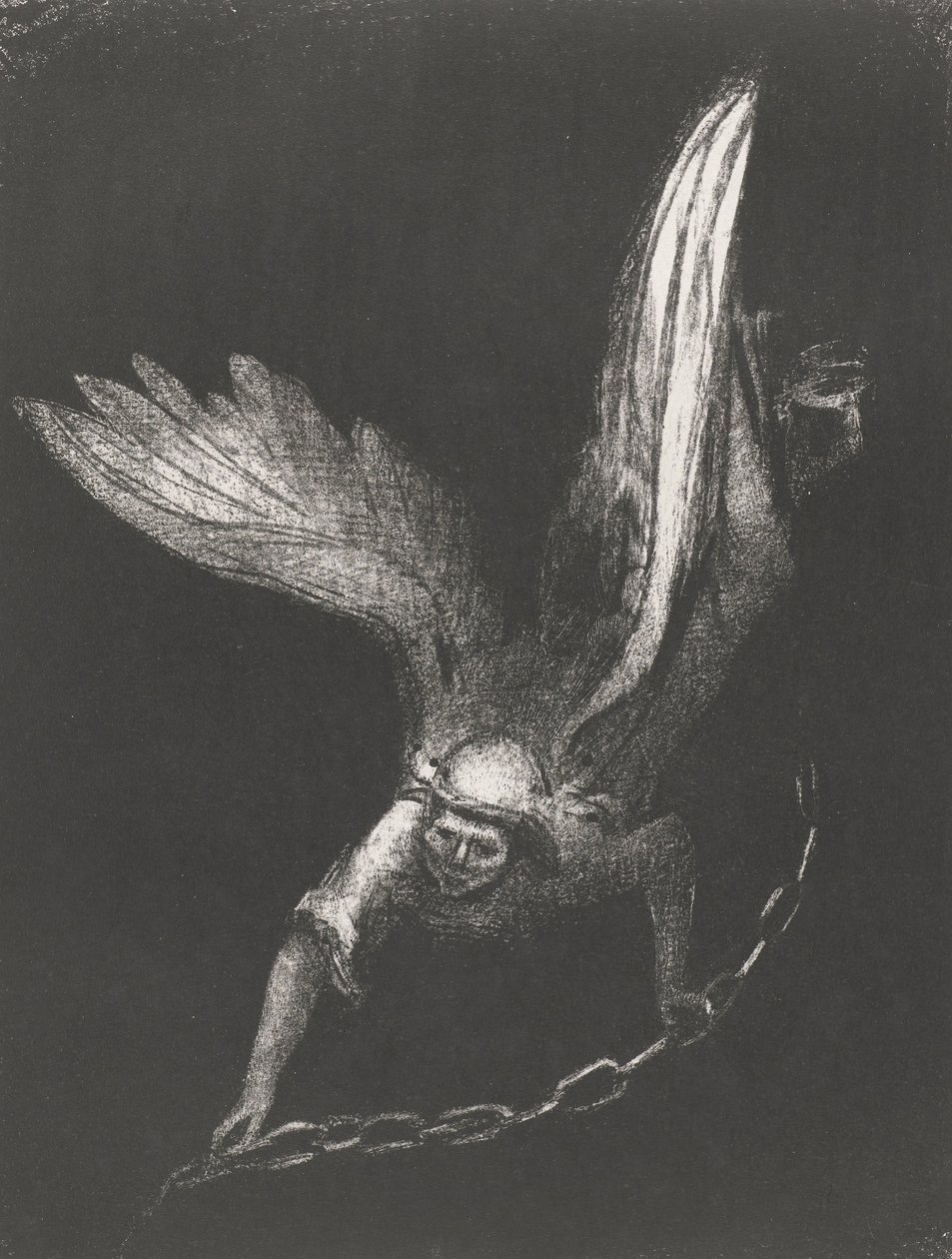 Anděl s řetězem v rukou, 1899 (tisk) od Odilon Redon
