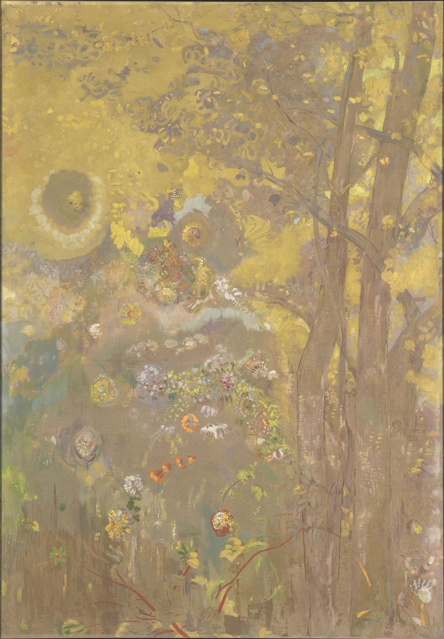 Stromy na žlutém pozadí od Odilon Redon