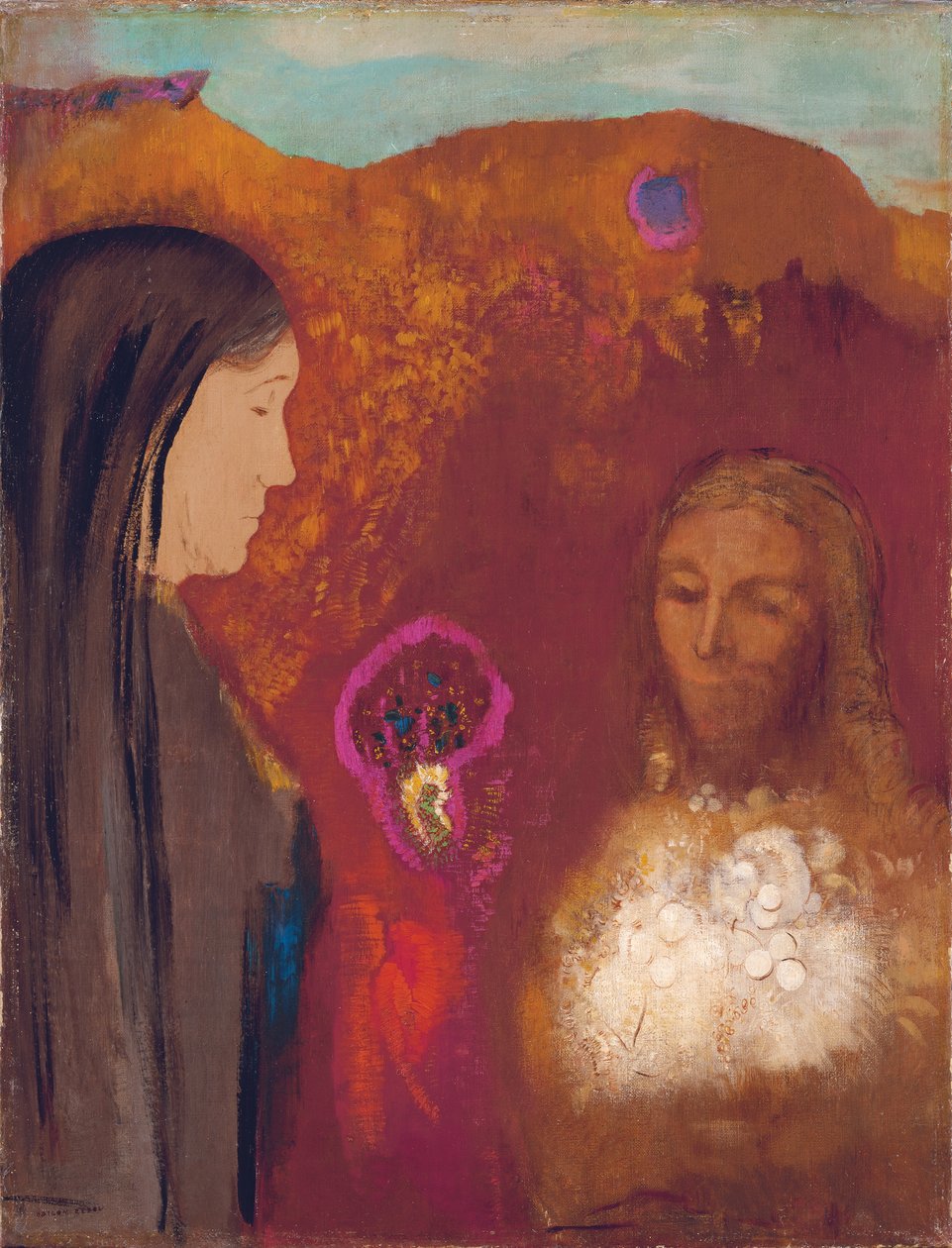 Kristus a Samaritánka (Kytice bílých květů) od Odilon Redon