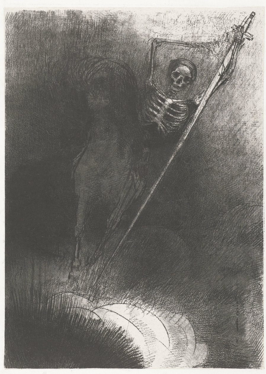 De Dood te paard ...a ten, kdo na něj vylezl, se jmenoval Smrt (titul na předmětu) Apocalypse of Saint John (název série) Openbaring van Johannes (název série) od Odilon Redon
