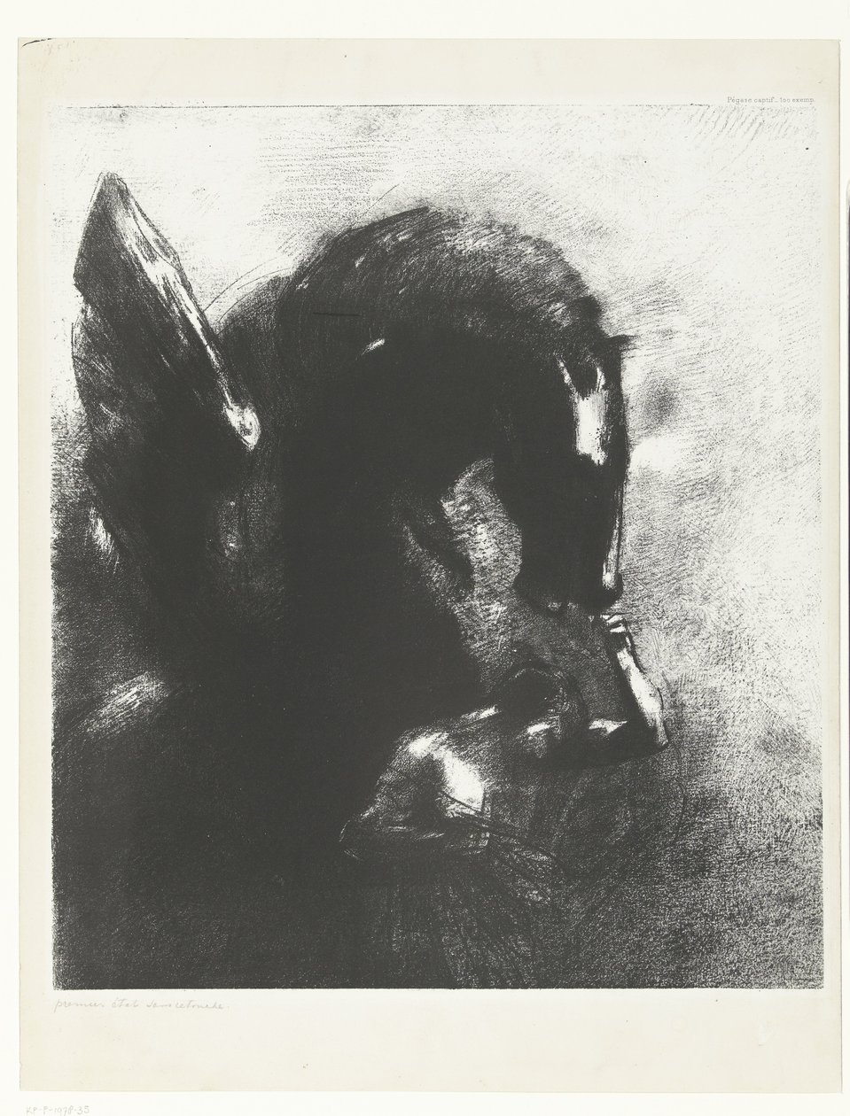 Uvězněný Pegas Pegase captif (název na objektu) od Odilon Redon