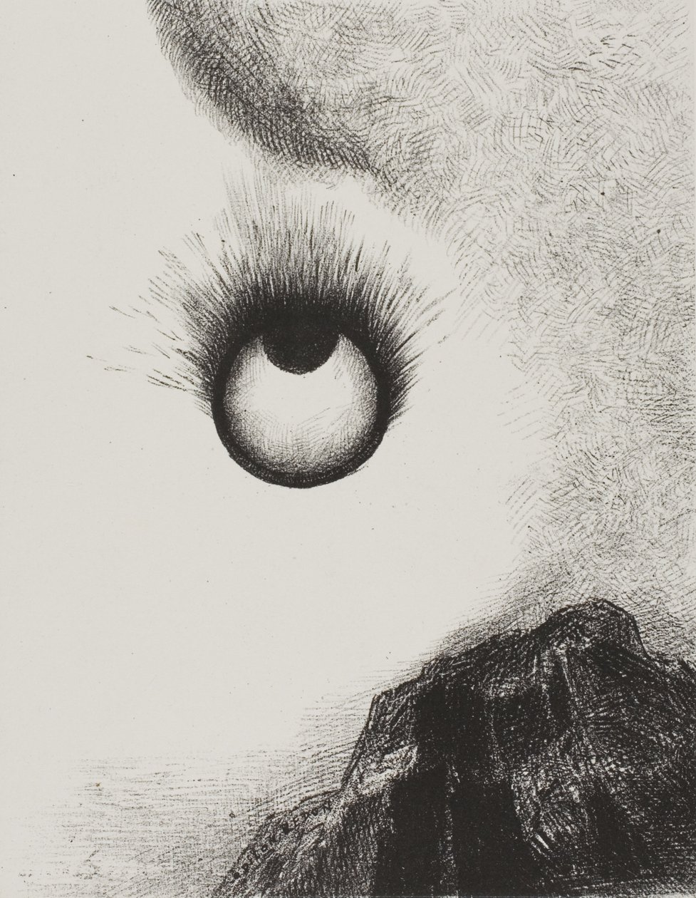 Všude hoří oční bulvy, deska 9 z The Temptation of Saint Anthony (1. série) od Odilon Redon